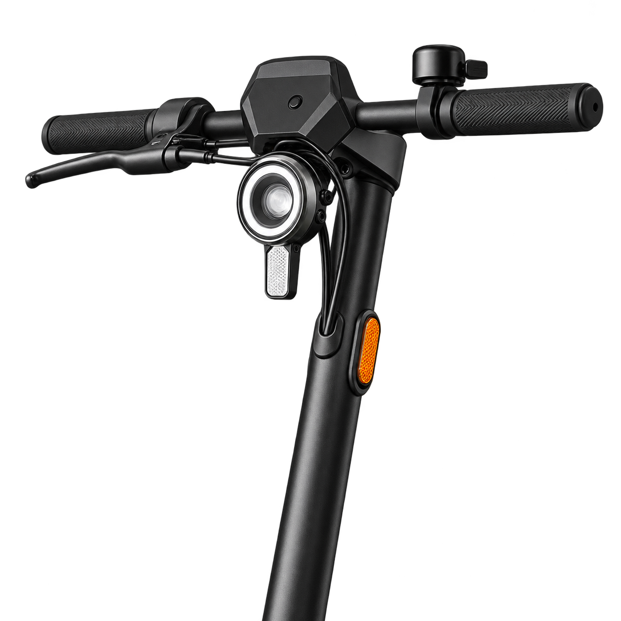 Electric scooter handlebar and front light detail