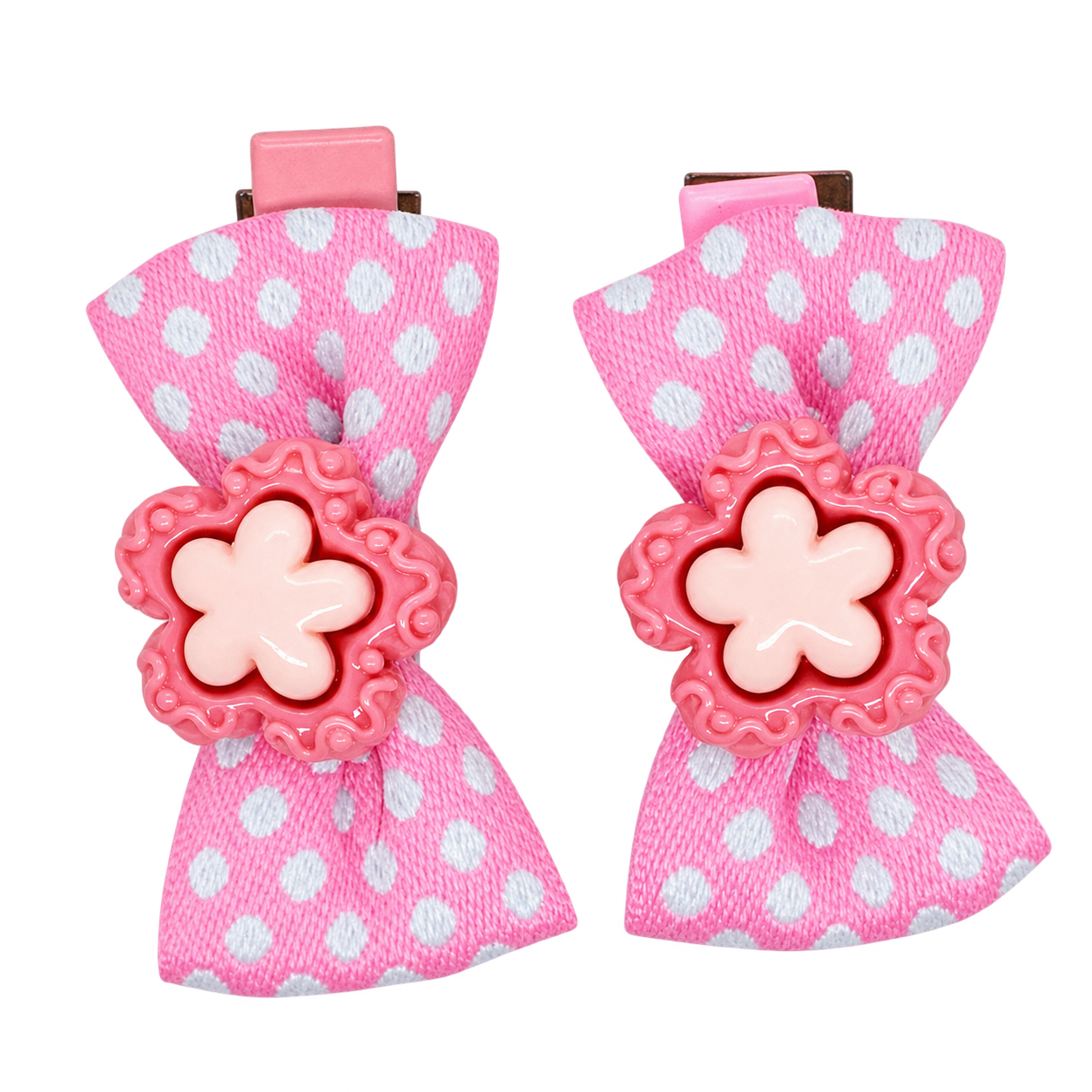 Bow Hair Clip With Flower - Arsenic