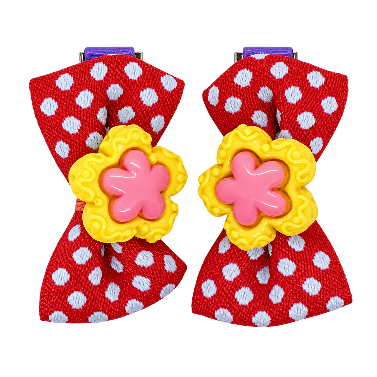 Bow Hair Clip With Flower - Russet