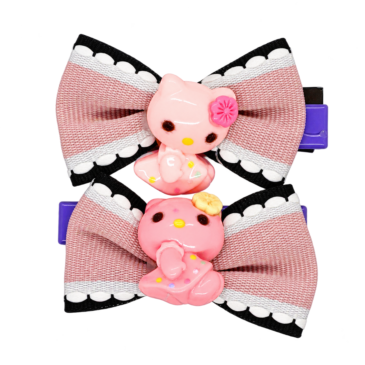 Violet - Bow Hair Clip With Cat