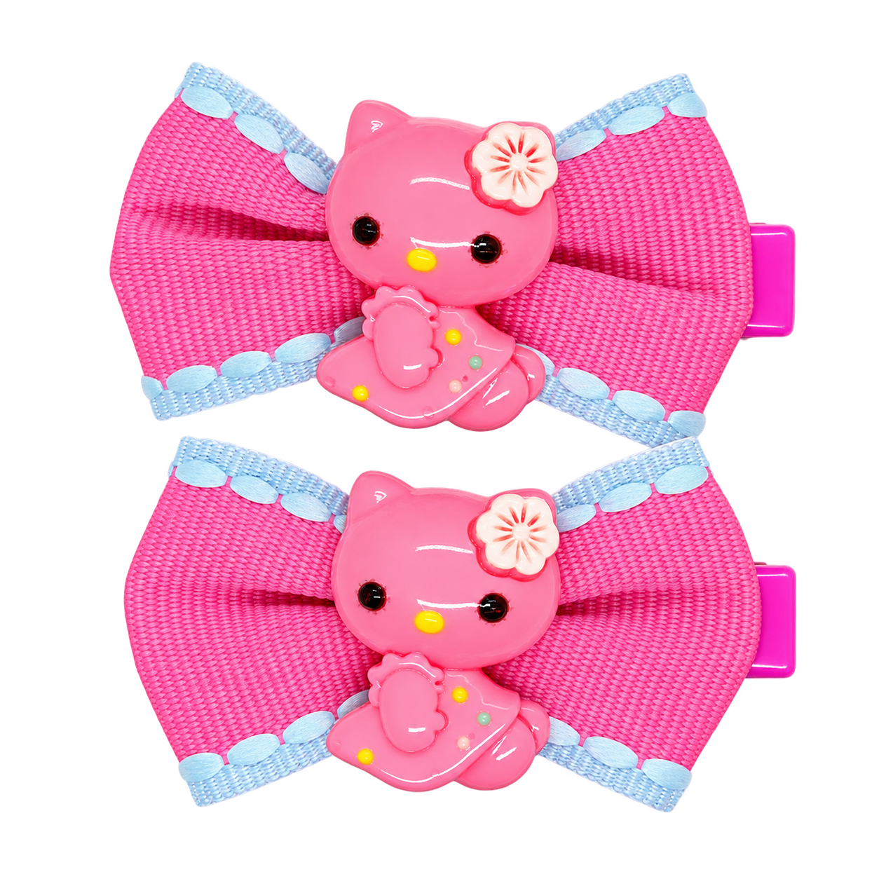 Puce - Bow Hair Clip With Cat