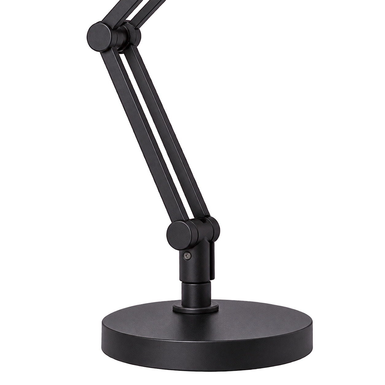 Close-up of the work lamp circular base and lower articulated arm