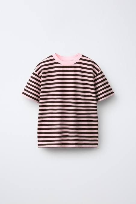 Pink Striped Short Sleeve T-Shirt